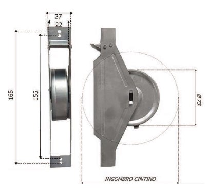 BOLIS AVVOLGITORE SEMINCASSO MT.8 INTERASSE165 CON PLACCA INOX