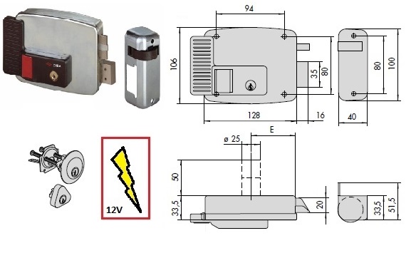 CISA SERRATURA 11670-50 DX ELETTRICA APPLICAZIONE X LEGNO