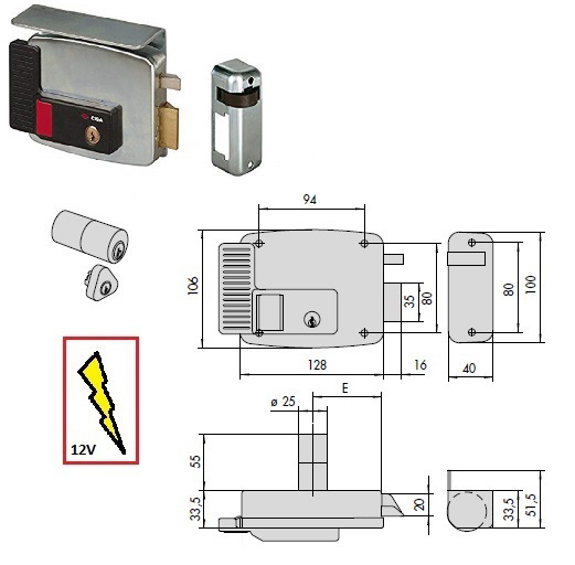 CISA SERRATURA 11731-60 DX ELETTRICO APPLICAZIONE X FERRO