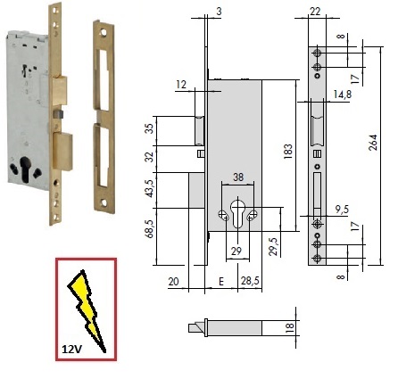 CISA SERRATURA 12016-60 ELETT.INF. X LEGNO S-CILINDRO