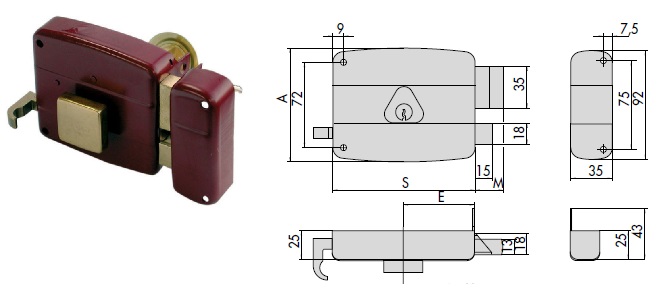 CISA SERRATURA 50110-70 DX APPL. X LEGNO