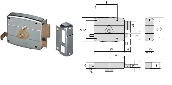 CISA SERRATURA 50521-60 DX APPLICAZIONE X FERRO