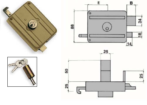 ICSA SERRATURA APPLICARE ART.213 SX MM.50 CILINDRO FISSO