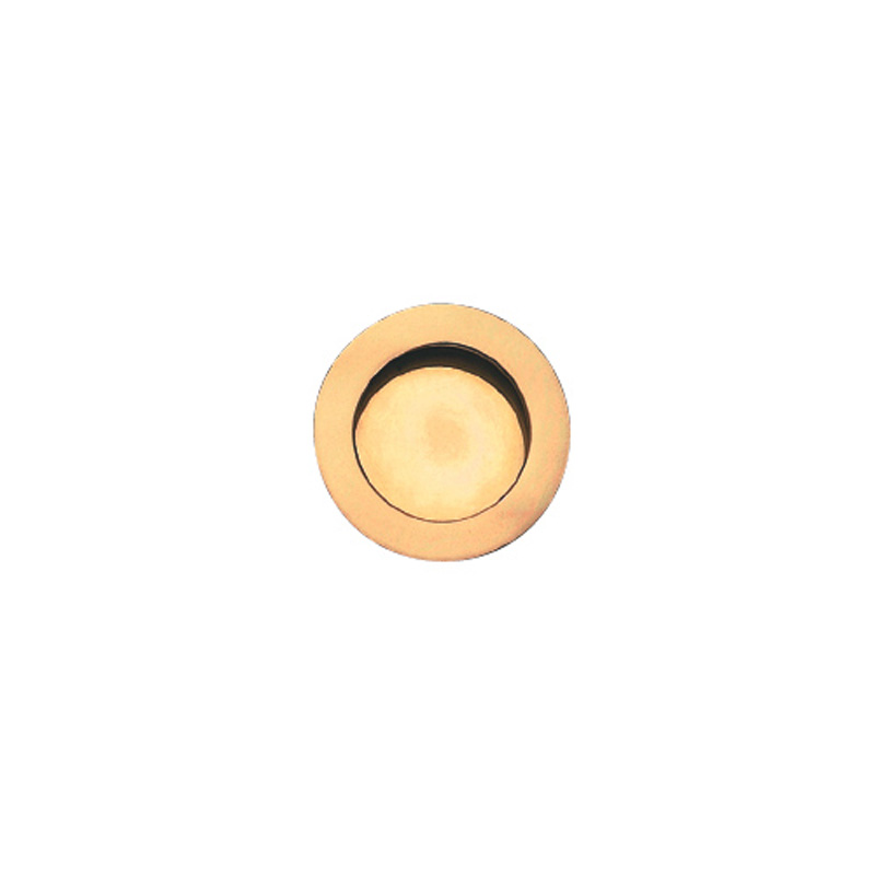 Maniglia ad Incasso Cottali Tonda Senza Foro Diametro 57x12 mm Ottone Lucido Satinato