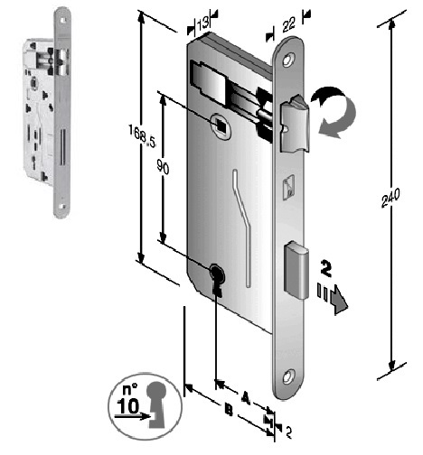 SERRATURA PATENT GRANDE BORDI TONDI FERRO NATURALE Q8MM.50