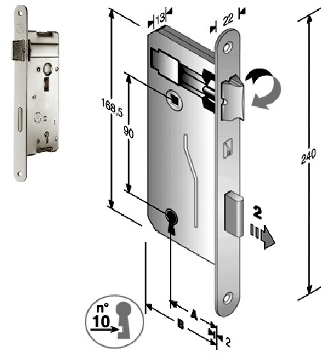 SERRATURA PATENT GRANDE B.T. F.NICHEL. Q8 MM.50