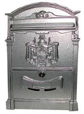 CASSETTA POSTALE ALLUMINIO VILLA GLORIA  ARGENTO CM.26X41X9