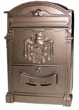 CASSETTA POSTALE ALLUMINIO VILLA GLORIA  MARRONE ANTERIORE CM.26X41X9