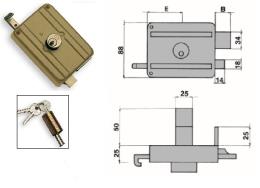 ICSA SERRATURA APPLICARE ART.210 DX MM.70 CILINDRO FISSO 310A WAL