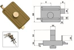 ICSA SERRATURA APPLICARE ART.270 DX MM.50 CILINDRO STACCATO